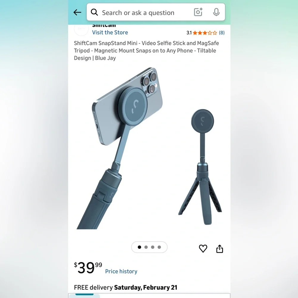 NWT Blue Snap Stand Mini for Smartphones